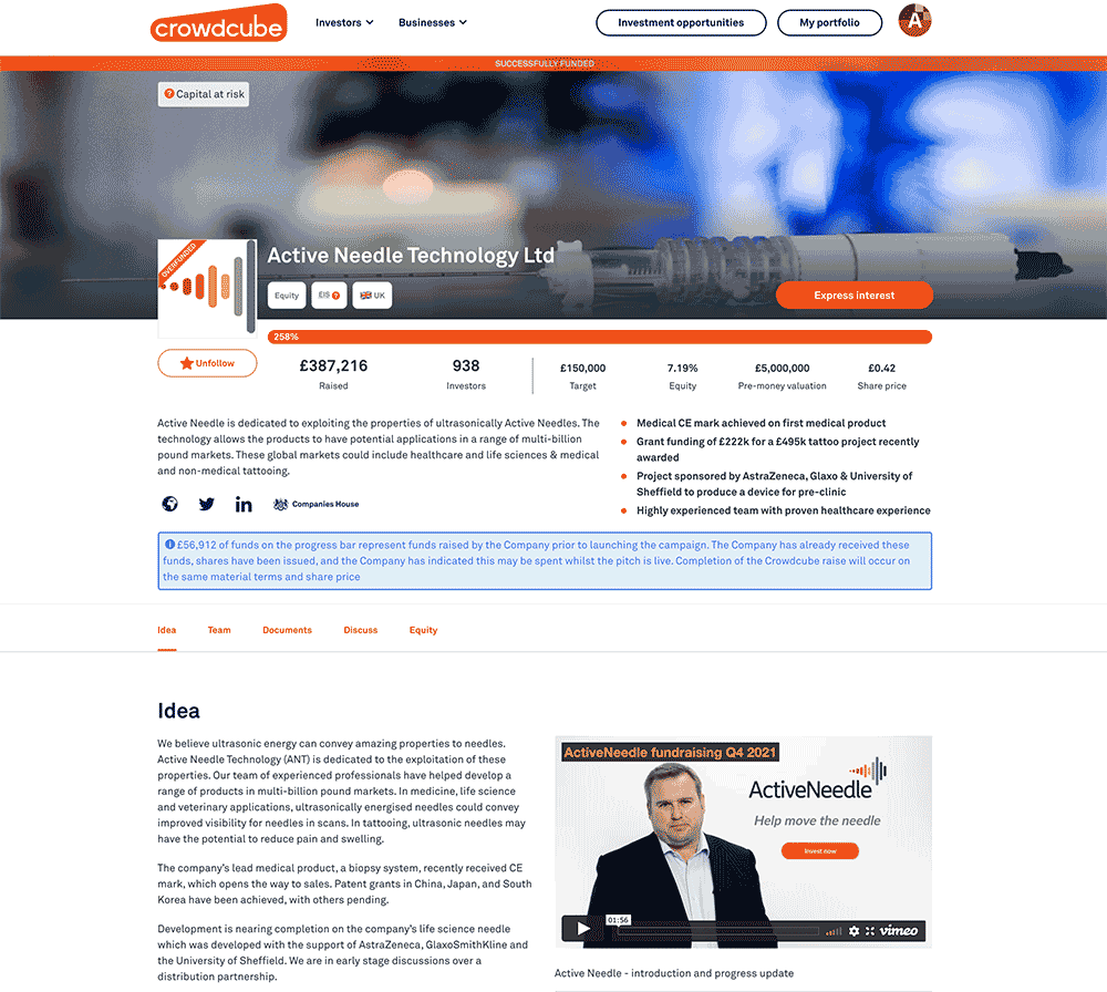 clip from a wab page from Crowcube